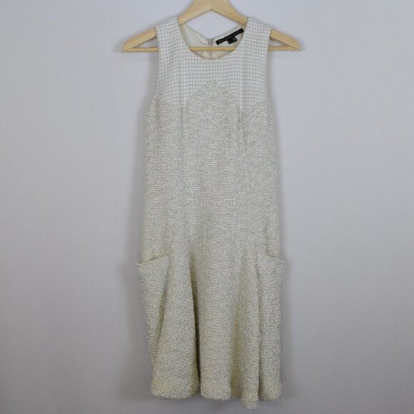 Theyskens' Theory Dystie Feckle Mini Dress 4 Ivory Boucle Tweed Fit And Flare - Picture 7 of 15